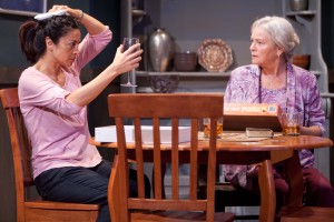 Anna Khaja and Karen Landry in Rogue Machine Theatre’s production of “Falling.”