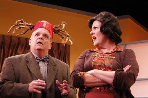 Fred Harlow and Melinda Gilb in She-Rantulas from Outer Space-in3D! at Diversionary Theatre.