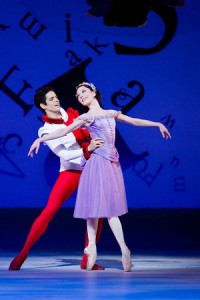 Sarah Lamb and Federico Bonnelli in The Royal Ballet production of Alice's Adventures in Wonderland, choreographed by Christopher Wheeldon, to music by Joby Talbot, with set and costume designs by Bob Crowley.