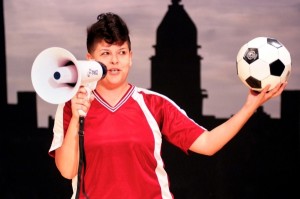 Karen Anzoategui in “¡Ser!” presented by the Latino Theater Company at the Los Angeles Theatre Center.