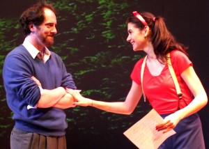 ‘Alan’ (Brendan Hunt) and ‘Gilda’ (Erin Pineda) in Bunny Bunny – Gilda Radner: A Sort of Romantic Comedy at the Falcon Theatre.
