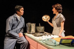 Greg Watanabe and Jo Anne Glover in Cygnet's production of MAPLE AND VINE in San Diego.