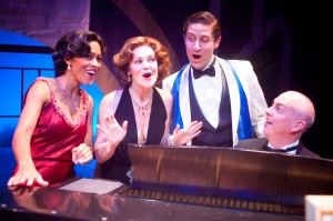 Jennifer Shelton, Lindsey Alley, and Marc Ginsburg (with Brian Baker on piano) in International City Theatre's production of "Let's Misbehave."
