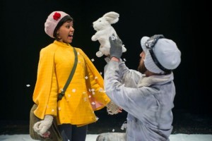 Paige Collins (Rose) and Dan Toot (puppeteer) in THE ROSE AND THE RIME by The House Theatre of Chicago.