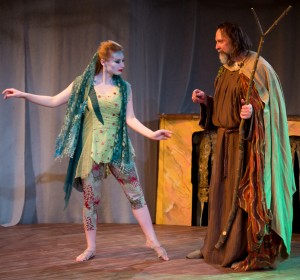 Callie Johnson as Ariel and Dave Skvarla as Prospero in City Lit's production of Shakespeare's THE TEMPEST - Photo by Cole Simon.
