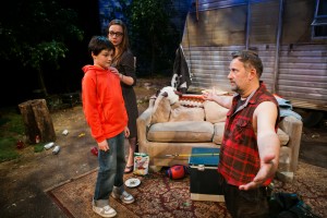 Calum John, Maggie Mason, Brian Dykstra in "Jerusalem" at the San Francisco Playhouse.