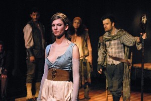 Christopher Rivas, Alana Dietze, Peggy Ann Blow, and Kevin Weisman in Padua Playwright's VILLON at the Odyssey Theatre.