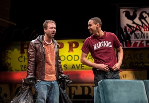 Shane Kenyon (Don) and Eric Lynch (Jackson) in BUZZER by Tracey Scott Wilson, directed by Jessica Thebus at Goodman Theatre.