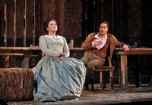 Soprano Tatiana Lisnic is Adina and tenor Giuseppe Filianoti is Nemorino in San Diego Opera's THE ELIXIR OF LOVE.