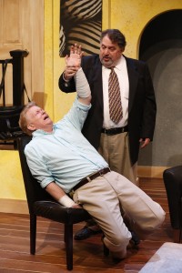 L-R: Steve Isom and Jason Grubbe in DAY OF THE DOG, written by Daniel Damiano, and directed by Milton Zoth, at 59E59 Theaters. Photo by Carol Rosegg.