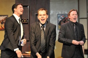 Jake Silbermann, Malcolm Madera and Robert M. Foster in DERBY DAY at Elephant Theatre.