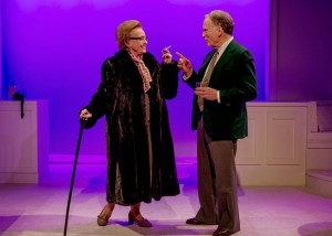 Roberta Maxwell (Lillian Hellman) and Dick Cavett (as himself) in Brian Richard Mori's HELLMAN v. MCCARTHY Off-Broadway at Abingdon Theatre.