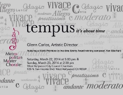 Post image for Los Angeles Music Review: TEMPUS (Metropolitan Master Chorale in West Hollywood)