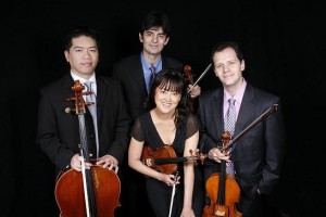 The Avalon String Quartet - Cheng-Hou Lee, cello, Blaise Magniere, violin, Marie Wang, violin (front), and Anthony Devroye, viola.