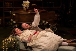 Rebecca Spence and Andrew White in Lookingglass's production of IN THE GARDEN, A DARWINIAN LOVE STORY.