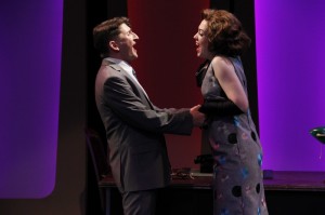 Tyler Ravelson as J. Pierrepont Finch and Elizabeth Telford as Rosemary in Porchlight’s HOW TO SUCCEED IN BUSINESS WITHOUT REALLY TRYING.