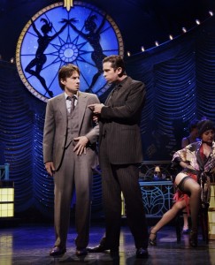 Zach Braff and Nick Cordero in BULLETS OVER BROADWAY.
