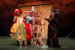 Larry Bates, Nicholas Mongiardo-Cooper, Erika Schindele and Tracey A. Leigh in South Coast Repertory's Theatre for Young Audiences production of The Stinky Cheese Man and Other Fairly Stupid Tales.