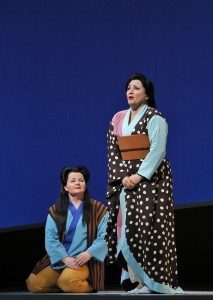 Elizabeth DeShong (Suzuki) and Patricia Racette (Cio-Cio-San) in SF Opera's MADAMA BUTTERFLY.
