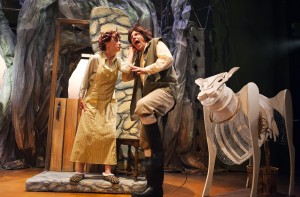 Jack’s mother (Maureen McVeery) disciplines Jack (Tim Homsley) to sell his old cow in SF Playhouse's INTO THE WOODS.