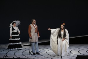 Jacqueline Piccolino (Kate Pinkerton), Brian Mulligan (Sharpless) and Patricia Racette (Cio-Cio-San) in SF Opera's MADAMA BUTTERFLY.