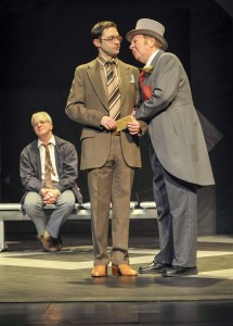 Kim Wall, James Powell and Russell Dixon in Alan Ayckbourn’s ARRIVALS AND DEPARTURES, part of Brits Off Broadway at 59E59 Theaters. Photo by Andrew Higgens