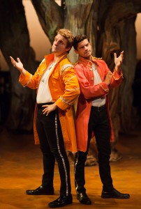 The Princes (Ryan McCrary and Jeffrey Brian Adams) share the tortured stories of love in SF Playhouse's INTO THE WOODS.