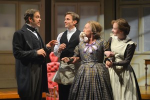 (L-R) Michael Bakkensen, Tom Patterson, Linda Libby and Amelia Pedlow in La Jolla Playhouse’s production of ETHER DOME, by Elizabeth Egloff, directed by Michael Wilson, running July 13 – August 10 in the Mandell Weiss Forum; photo by Kevin Berne.