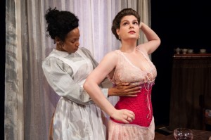 Kelly Owens and Skye Shrum in Lynn Nottage's INTIMATE APPAREL by Eclipse Theatre in Chicago.