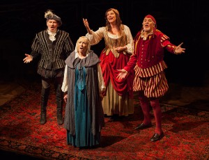 (from left) Robert Foxworth as Reginald Paget, Elizabeth Franz as Jean Horton, Jill Tanner as Cecily Robson, and Roger Forbes as Wilfred Bond in Ronald Harwood's Quartet, directed by Richard Seer, July 25 - Aug. 24, 2014 at The Old Globe. Photo by Jim Cox.