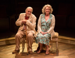 Roger Forbes as Wilfred Bond and Jill Tanner as Cecily Robson in Ronald Harwood's Quartet, directed by Richard Seer, July 25 - Aug. 24, 2014 at The Old Globe. Photo by Jim Cox.