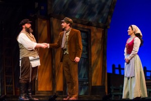 Alex Honzen (Tevye), Tim Rebers (Perchik) and Katelin Spencer (Hodel) in Light Opera Works’ FIDDLER ON THE ROOF.