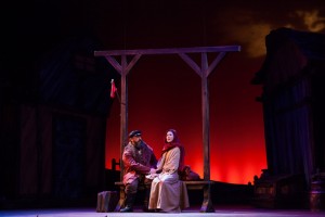 Alex Honzen (Tevye) and Katelin Spencer (Hodel) in Light Opera Works’ FIDDLER ON THE ROOF.