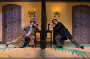 Harpo (Brent Hinkley) and Groucho (Mark Bedard) cause havoc in the hotel rooms.