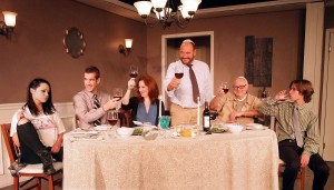 Julia Arian (as Rachel), Tom Berklund (as Patrick), Stacey Moseley (as Christina), Chip Bolcik (as Barry), Paul Zegler (as Sol), and Aidan Blain (as Mose) in THE FACE IN THE REEDS.