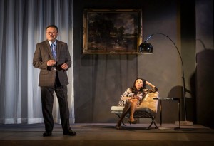 Donald Li (James) and Jodi Long (Artemis) in the world-premiere production of The World of Extreme Happiness by Frances Ya-Chu Cowhig at Goodman Theatre