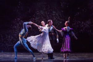Dylan Gutierrez, Victoria Jaiani, Miguel Blanco, April Daly in LILAC GARDEN, part of Joffrey Ballet's STORIES IN MOTION - photo by Cheryl Mann.