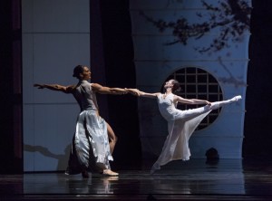 Fabrice Calmels and Victoria Jaiani in RAkU, part of Joffrey Ballet's STORIES IN MOTION - photo by Cheryl Mann.