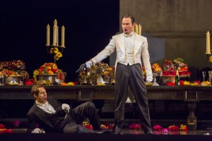Kyle Ketelsen and Mariusz Kwiecień in DON GIOVANNI, directed by Robert Falls for Lyric Opera of Chicago. Photo by Todd Rosenberg.