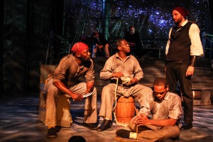 Lionel Gentle, Darren Jones, Alif Muhammad and Joseph Wiens with the cast of Shattered Globe Theatre’s Midwest premiere of THE WHALESHIP ESSEX