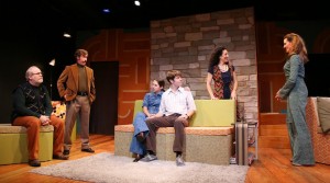 Michael Selkirk, Greg Oliver Bodine as Liam, Alyson Lange, Luke Hofmaier, Christine Verleny, and Laurie Schroeder in DAUGHTERS OF THE SEXUAL REVOLUTION (The WorkShop Theater Company) - photo by Gerry Goodstein