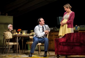 Mike Nussbaum (Colonel), Eric Slater (Daniel) and Katherine Keberlein (Violet) in Noah Haidle’s Smokefall at Goodman Theatre