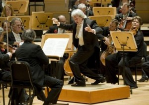 Music Director and conductor Carl St. Clair leads The Pacific Symphony through Ravel's Suite No. 2 from Daphnis and Chloe in the second half of the Pacific Symphony's opening concert