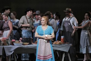 Patricia Racette (Susannah Polk) & chorus in San Francisco Opera's SUSANNAH.
