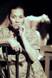 Rosario Vargas as La Chunga in Aguijon Theater's production of Mario Vargas Llosa's LA CHUNGA, directed by Marcela Munoz.  Photo by Oliver Aldape.