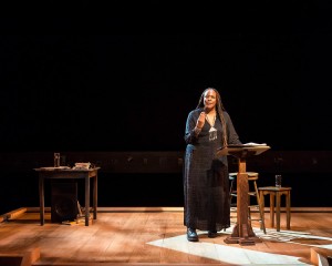 Playwright and performer Dael Orlandersmith in the world premiere of her play FOREVER at the Kirk Douglas Theatre. Photo by Craig Schwartz.