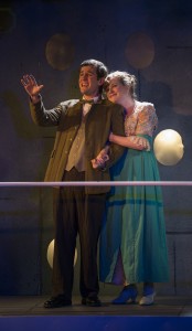 Matt Edmonds and Laura McClain in Griffin Theatre Company’s production of TITANIC. Photo by Michael Brosilow.
