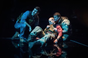 Nick Paglino, Gregory Konow and Jarrod Zayas in James Dickey’s Deliverance at 59E59 Theaters. Photo by Jason Woodruff.