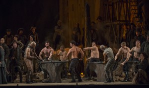The Anvil Chorus from IL TROVATORE at Lyric Opera of Chicago. Photo by Michael Brosilow.
