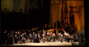The Anvil Chorus from IL TROVATORE at Lyric Opera of Chicago. Photo by Robert Kusel.
